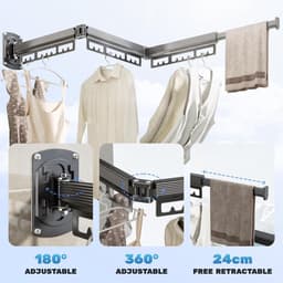 Wandgemonteerde Uitklapbare Drievoudige Kledingdroger – 100 kg Draagvermogen, Ruimtespaarder voor Balkon, Wasmachinekamer & Badkamer — thumbnail 3