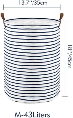 Opvouwbare ronde wasmanden van 45 cm, katoen (blauw, maat M) Wegwerpbaar — thumbnail 3