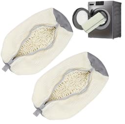 2 stuks stevige schoenenzakken voor wasmachine met rits - wit — thumbnail 1
