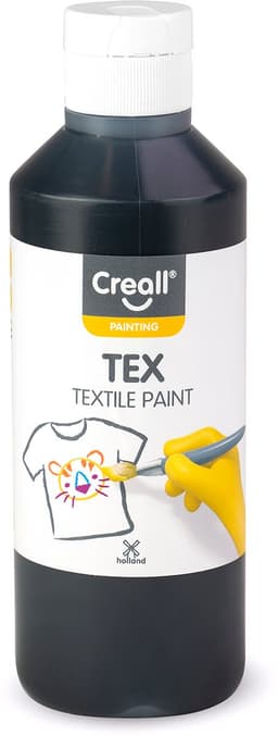 Creall Tex - Textiel- & Stoffenverf - Zwart - 250ml - Machine wasbaar na fixatie - Voor T-shirts, jeans, schoenen, stoffen tassen, meubels en auto-interieurs/hemelbekleding - Gemaakt in NL - Glutenvrij — thumbnail 1