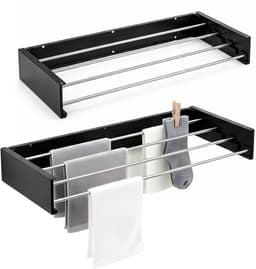 Cheqo® Wanddroogrek - Wanddroogrek Inklapbaar - Droogrek Muur - Muurdroogrek - Wanddroogrek Zwart - Inklapbaar Droogrek - Droogrek Aan Muur - Muur Droogrek Inklapbaar — thumbnail 4
