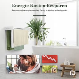 Jubbly® - Wanddroogrek 120cm - Wasrek Inklapbaar - Wasrek Hangend - Droogrek - Inklapbaar Droogrek - Droogrek Muur - 8.4 Meter Drooglengte - Zwart — thumbnail 5
