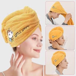 5-delige set koraalfluwelen haarhanddoeken en waszak - absorberende badmutsen met sneldrogend effect, badaccessoires — thumbnail 4