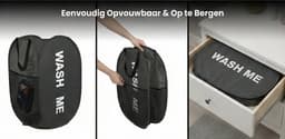 Wasmand opvouwbaar - 75L - Ademend polyester mesh - Met handvatten - Zwart — thumbnail 3