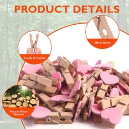 120 Houten Waslijnknijpers met 50M Koord voor Foto's en Decoratie — thumbnail 3