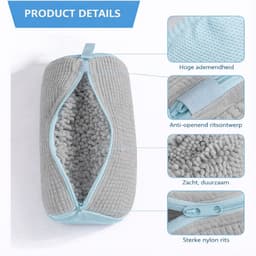 Bredline Schoenen Waszak – Voor 1 Paar Schoenen – 39 x 19 cm (11L) – Premium Sneaker Waszak met 1200+ Microvezels – Bescherming in Wasmachine – Grijs/Blauw – 1 Stuk — thumbnail 4