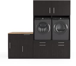 Wasophoogte® Wasmachine Kast Shanghai - Wasmachine verhoger - Wasmachine ombouw - 700(D)*2230(B)*2110(H) mm - Zwart — thumbnail 1