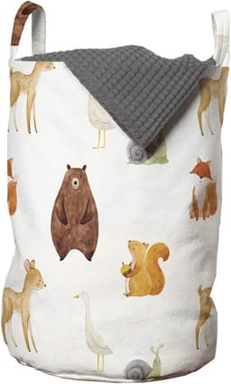 Handige Wasmand met Schattige Dierenprint en Trekkoordsluiting voor Gemakkelijk Vervoer — thumbnail 1