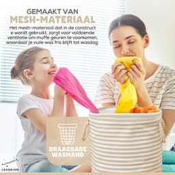 Terra - Wasmand - Wasmand Inklapbaar - Opvouwbare Wasmanden - 35 cm x 40 cm - Stijlvolle en Ruimtebesparende Wasmand voor Optimale Wasorganisatie - Engelse Stijl Wasmanden - Licht - Beige met Witte Strepen — thumbnail 4
