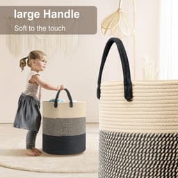 Wasmand - Wasmand voor vuile was - Opbergmand voor speelgoed - Met handgrepen aan beide zijden - Geweven wikkelontwerp - 35*40cm - Geschikt voor kleding, dekens, boeken, speelgoed — thumbnail 5