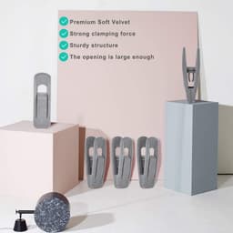 Fluwelen vingerklemhangerclips - Set van 20 - Hangerclips - Kledingorganisatie - Sterke kunststof clips - Opbergoplossingen - Geen klemmarkeringen - Beschermt kleding - 7x2,5x2cm - Grijs - Herbruikbaar — thumbnail 4