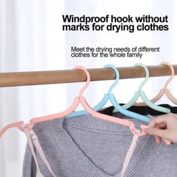 Travel Hanger and Portable Clothes Line - 4 Pcs Folding Hanger and 2 Pcs Windproof Clothesline for Outdoor Camping (PinkGreenBlueBeige) — thumbnail 5