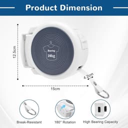 Retractable Clothesline Non-Sagging 4.2m with Automatic Roll-Up and Locking Function — thumbnail 4