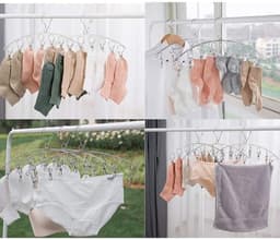Stainless Steel Laundry Drying Rack - 3 Pack with 10 Clips for Sock, Underwear, and Small Items — thumbnail 4