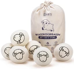 Loti Living Drogerballen Schaapjes - 6 Wasdrogerballen - 100% Schapenwol - Droogballen met Opbergzak — thumbnail 1