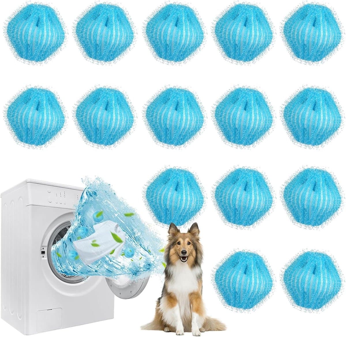 15 stuks haarvangers voor wasmachine, vangt haar in de wasmachine, herbruikbaar, voor het verwijderen van dierenharen, hondenharen, pluisjes, kattenharen — afbeelding 1