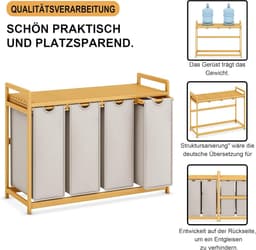Equivera Wasmand 4 Vakken - Wasmand - Wassorteerder - Wasbox — thumbnail 4
