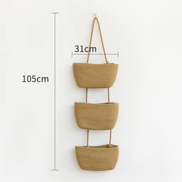Drielaagse rotan wandmand - kaki, opbergmand voor de woonkamer — thumbnail 5