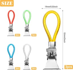 Handdoekhaakjes - 15 stuks - Handdoekclips - Handdoekhaken - Handdoekklemmetjes - Houders - Haken - Klemmetjes - Theedoek - Ophanghaakjes - Voor badkamer en keuken - 5 kleuren — thumbnail 2
