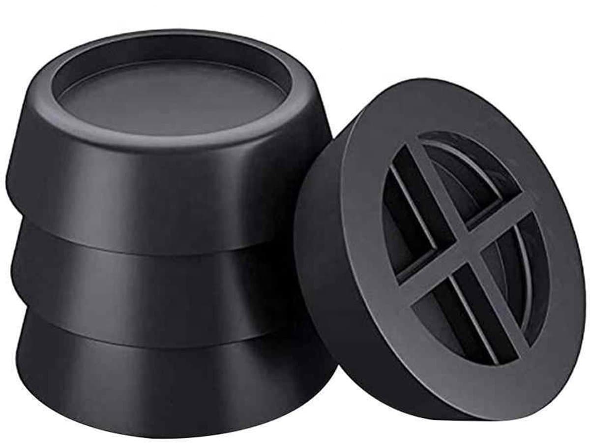 TIKKENS Trillingsdempers Wasmachine/Droogkast - Set van 4 stuks - Trillingsmat - Voetjes Droger - Demper - Anti Vibratie - Antislip Rubber - Zwart — afbeelding 1