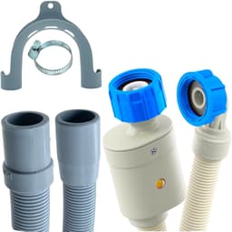 Fixem Aansluitset 1.5 Meter Toevoerslang met Waterslot en Afvoerslang 19x22 mm Geschikt voor Wasmachine en Vaatwasser met 3/4 Wartelaansluiting Aanvoerslang — thumbnail 1