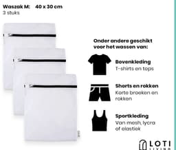 Loti Living Waszakken 3 stuks - Waszakken voor wasgoed - Waszak voor Wasmachine - 30x40 cm — thumbnail 3