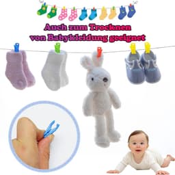50 stuks - Sokkenhouders - Sokkenklemmen voor Wasmachine en Droger - Sokkenclips met haak - Waslijnknijpers - Kleurrijke sokkenhouder - 5 kleuren — thumbnail 3