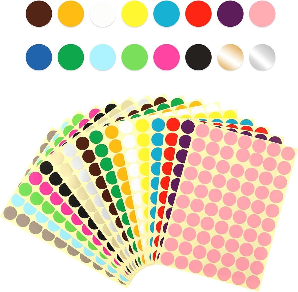 Allecto Plus - Gekleurde Stipstickers 1120 Stuks - Codeerlabels in 16 Kleuren - Zelfklevende Stippen voor Kantoor en Klaslokaal - Ø 75 cm - Voor Kinderen aangepast. — afbeelding 1