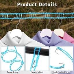 6-pack waslijn met haak, antislip waslijn, draagbare waslijn voor reizen, kamperen, huis, tuin en kamperen (5M) — thumbnail 4