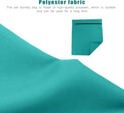 Waszakken voor huisdieren - Waszakken van twill polyester - Grote waszakken met rits - Voorkomt dat waszakken verstopt raken door dierenhaar - wasmachine, 70 x 80 cm，waszak voor huisdieren voor honden, katten en konijnen (Meerblauw)- L — thumbnail 4