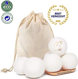 Droger Ballen 100% Wol XL - Wasbollen voor Snellere Droogtijd - Herbruikbare Wollen Droogballen - Wollen Wasballen + Katoen Opberg Tasje - 6 Stuks 7*cm — thumbnail 1
