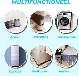 Minismus Wasmachine Verhoger Set van 4 stuks - Zwarte demper Pads - Antislipmatjes - 6 CM -Antislip Wasmachine Voeten - Trillingsdempers Wasmachine - Geluidsdemper Wasmachine - Anti Vibratie Wasmachine - Anti Vibratie Pads - Wasdroger Verhoger — thumbnail 3
