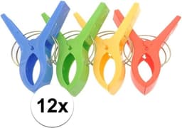 Grote knijpers - 12x stuks - gekleurd - 12 cm - plastic - XL - handdoeken/badlakens knijpers — thumbnail 2