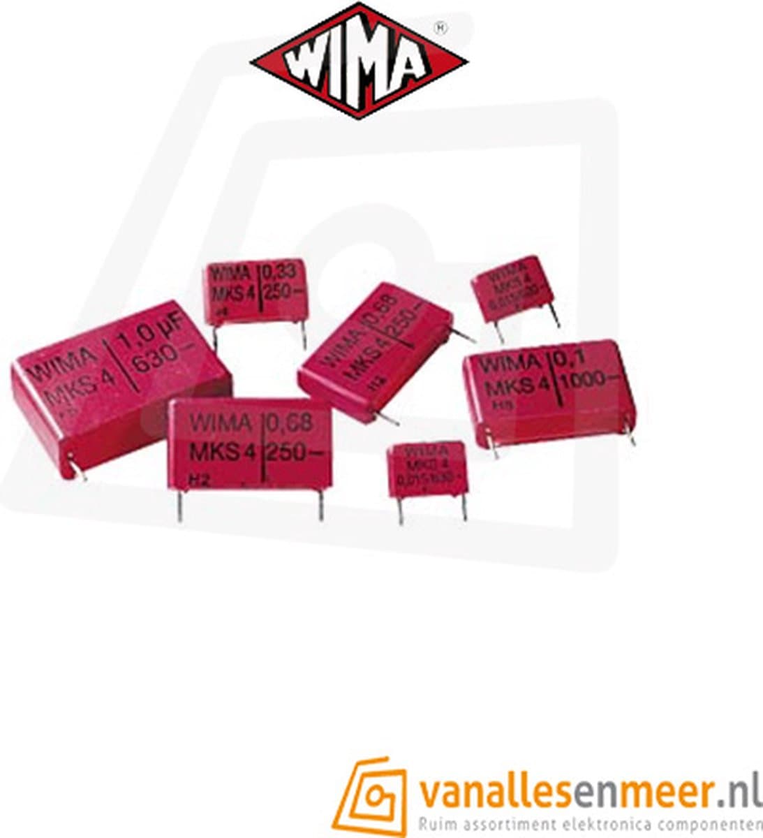 470NF 0.47UF 100V 10% POLYESTER FILM BOX TYPE CAPACITOR WIMA MKS2 — afbeelding 1