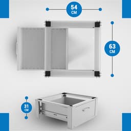Vonia Wasmachine Verhoger - Wasmachine Verhoger met lade - Wasmachine Sokkel - Wasmachine Kast - Wasmachine ombouw - 63x54x31 - Wit — thumbnail 2