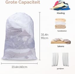 1 Pcs Trekkoord Waszak, 70×90cm Mesh Waszak voor Delicate Kleding, Sterke en Duurzame Netwaszak voor de Wasmachine, Ideaal voor Kleding en Ondergoed — thumbnail 1