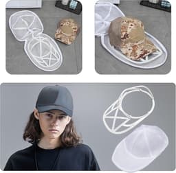 Wasrek voor baseballpetten, reinigingsrek voor petten, opvouwbaar rek voor petten voor de wasmachine en vaatwasser, beschermrek voor baseballpetten met wasframe — thumbnail 5