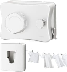 Intrekbare Waslijn - Wastouw - Ruimtebesparend Drogen - Veilig Anti-Sag - 40 cm - Wit — thumbnail 1