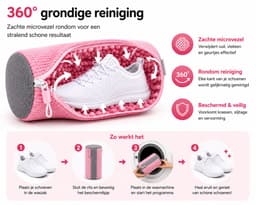 Schoenwaszak - 2 Stuks- Waszak voor schoenen - Herbruikbaar - Wasmachine&Droger - voor Sneakers en Tennisschoenen - Pink — thumbnail 3