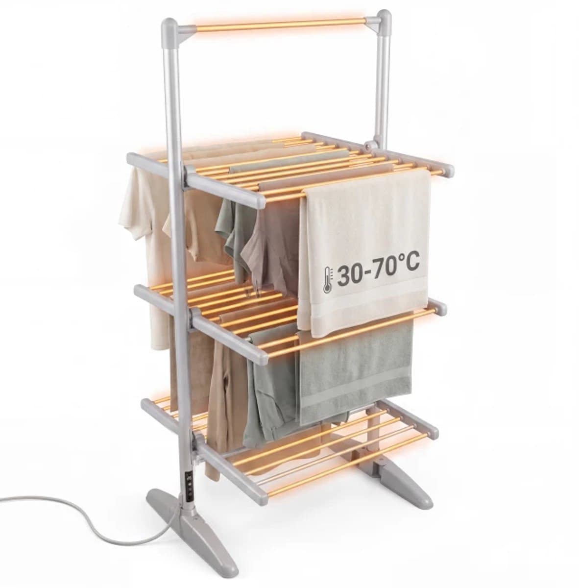North Collective Elektrisch Droogrek - Droogrekken Elektrisch - Opvouwbaar - Droger - Droogmolen - Inklapbaar - 300W – 30 Verwarmde Buizen — afbeelding 1