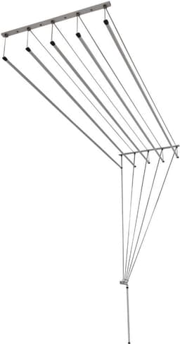 Plafondwasdroger, handmatig, 180 x 50 cm, draagvermogen 20 kg, tientallen jaren gemaakt met riemschijven en brede stalen stangen, voor het ophangen van kleding en lakens, gemaakt in Spanje. — thumbnail 1