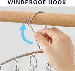 2 stuks - Roestvrijstalen sokkendroogrek - Winddicht kledingrek - Winddichte haken - Kledingdroogrek - Met 10 clips - Ruimtebesparend - Zilver - 45x10,5 cm - Geschikt voor het drogen van sokken, handdoeken, bh's, ondergoed en andere kleine voorwerpen — thumbnail 5