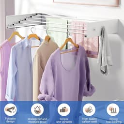 Wandgemonteerd droogrek Uitschuifbaar 60 cm Koolstofstalen wanddroger Uittrekbaar met 4 haken Ruimtebesparend ontwerp - ShopVlot — thumbnail 3