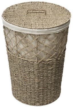 Rieten Wasmand - Wasmand van Riet - Laundry Basket - Met Uitneembare Katoenen Waszak - Voor Wasgoed & Kleding - Max. 30 kg - 41 Liters - Rond - Ø38 x 55 cm - Bruin — thumbnail 1