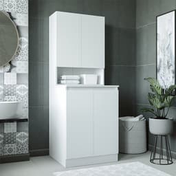 Roomart ATLANTIC-V Wasmachine Ombouwkast 70x191 cm met Bovenkast - Wit — thumbnail 1