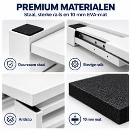 ProductXpert Stacko™ - Stapelkit & Anti Trillingsmat voor Wasmachine en Droger - Tussenstuk - Uitschuifbare Plank met Handdoekhouder - Wit - AntiSlip - Geluidsdempende Antislip Mat - 620 x 620 x 10 mm — thumbnail 2