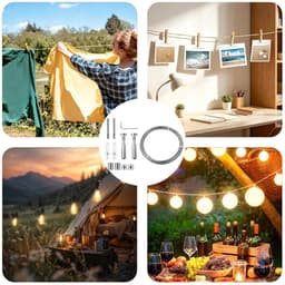 10 m wandhouderset, roestvrij staal, gordijndraad, spandraad, gordijntouwsysteem, spansysteem met accessoires voor waslijn, douchegordijn, fotodraad, balkon en outdoor — thumbnail 2