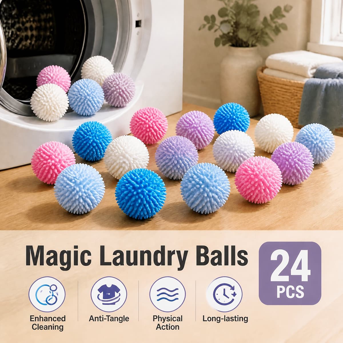 K&R Ventures Wasballen - 24 stuks - Gemengde kleuren — afbeelding 1