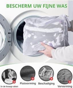 Wasnet voor de wasmachine - Mesh waszak voor ondergoed, blouses en shirts - 40 x 50 cm, set van 2 met rits en handvat — thumbnail 5