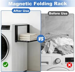 Uitbreidbare Magnetische Wasmachine Rek voor Handdoeken, Kledinghangers en Vuilniszakken - 40,5 x 25 cm, Efficiënte Organisator voor de Wasruimte — thumbnail 3